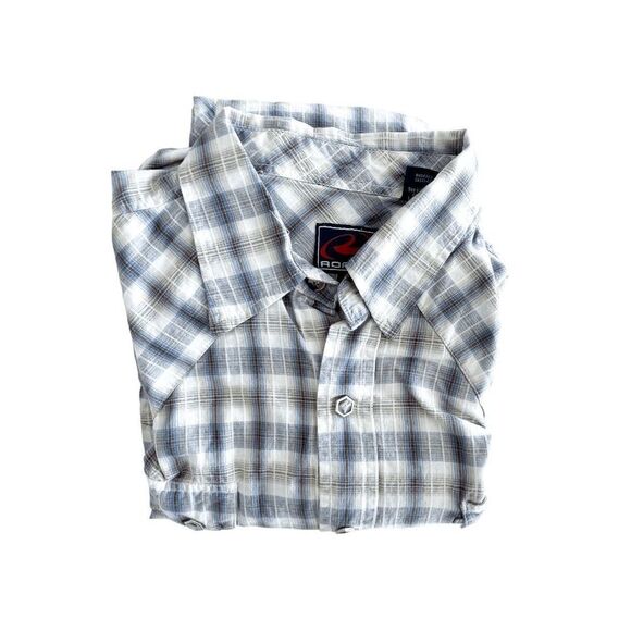 Roper Men's Western Snap Up Shirt Casual Plaid Blue Large - Picture 9 of 9